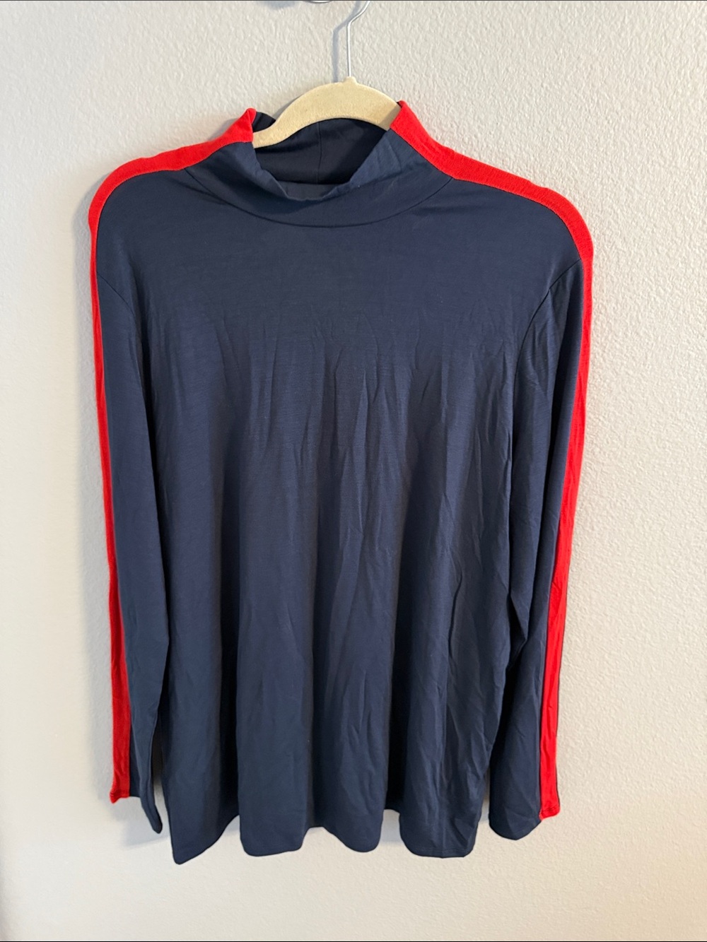 NWT Banana Republic Navy Top with Red Shoulder Accents